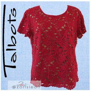 RED LACE BROCHET FLORAL TALBOTS